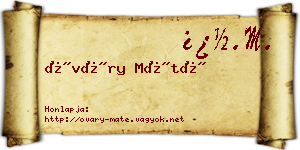 Óváry Máté névjegykártya